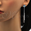 Rhodium Gold Filled Long Earring, Flower Design, with Aquamarine Swarovski Crystals, Polished, Rhodium Finish, 02.239.0022.3