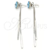 Rhodium Gold Filled Long Earring, Flower Design, with Aquamarine Swarovski Crystals, Polished, Rhodium Finish, 02.239.0022.3