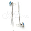 Rhodium Gold Filled Long Earring, Flower Design, with Aquamarine Swarovski Crystals, Polished, Rhodium Finish, 02.239.0022.3