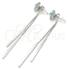 Rhodium Gold Filled Long Earring, Flower Design, with Aquamarine Swarovski Crystals, Polished, Rhodium Finish, 02.239.0022.3