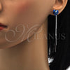 Rhodium Gold Filled Long Earring, Heart Design, with Bermuda Blue and Crystal Swarovski Crystals, Polished, Rhodium Finish, 02.239.0023.1