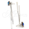 Rhodium Gold Filled Long Earring, Heart Design, with Bermuda Blue and Crystal Swarovski Crystals, Polished, Rhodium Finish, 02.239.0023.1