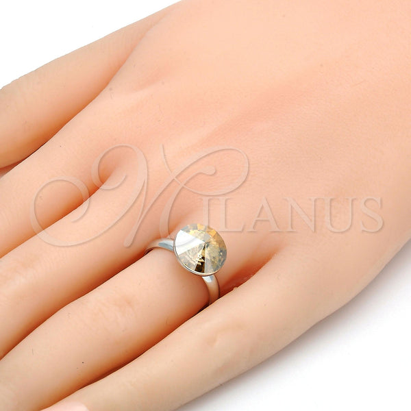 White Gold Filled Ring — Multi Stone Ring with Light Silk Swarovski Crystals — alternate product view — SKU 107877 | Oro Laminado Blanco anillo — Multi Stone Ring with Light Silk Swarovski Crystals — SKU 107877