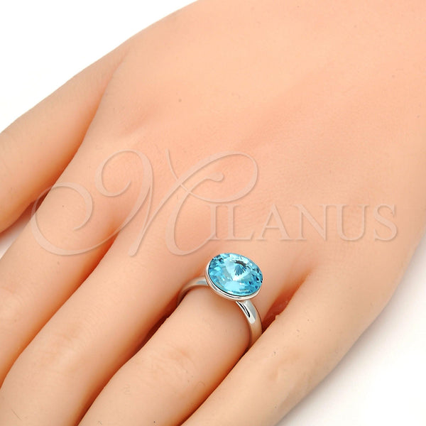 White Gold Filled Ring — Multi Stone Ring with Aquamarine Swarovski Crystals Polished — alternate product view — SKU 107878 | Oro Laminado Blanco anillo — Multi Stone Ring with Aquamarine Swarovski Crystals pulido — SKU 107878