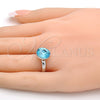 Rhodium Gold Filled Multi Stone Ring, with Aquamarine Swarovski Crystals, Polished, Rhodium Finish, 01.239.0001.2 (One size fits all)