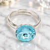 White Gold Filled Multi Stone Ring, with Aquamarine Swarovski Crystals, Polished, Rhodium Finish, 01.239.0001.2 (One size fits all)
