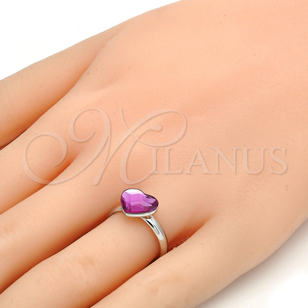 White Gold Filled Ring — Multi Stone Ring Heart Design with Rose Swarovski — alternate product view — SKU 107880 | Oro Laminado Blanco anillo — Multi Stone Ring corazón diseño with Rose Swarovski — SKU 107880