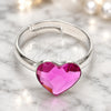 White Gold Filled Multi Stone Ring, Heart Design, with Rose Swarovski Crystals, Polished, Rhodium Finish, 01.239.0002.1 (One size fits all)