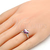 Rhodium Gold Filled Multi Stone Ring, Heart Design, with Antique Pink Swarovski Crystals, Polished, Rhodium Finish, 01.239.0002.2 (One size fits all)