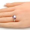 Rhodium Gold Filled Multi Stone Ring, Heart Design, with Antique Pink Swarovski Crystals, Polished, Rhodium Finish, 01.239.0002.2 (One size fits all)