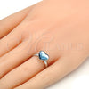 Rhodium Gold Filled Multi Stone Ring, Heart Design, with Denin Blue Swarovski Crystals, Polished, Rhodium Finish, 01.239.0002.3 (One size fits all)