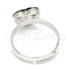 Rhodium Gold Filled Multi Stone Ring, Heart Design, with Denin Blue Swarovski Crystals, Polished, Rhodium Finish, 01.239.0002.3 (One size fits all)