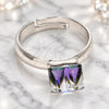 White Gold Filled Multi Stone Ring, with Heliotrope Swarovski Crystals, Polished, Rhodium Finish, 01.239.0003 (One size fits all)