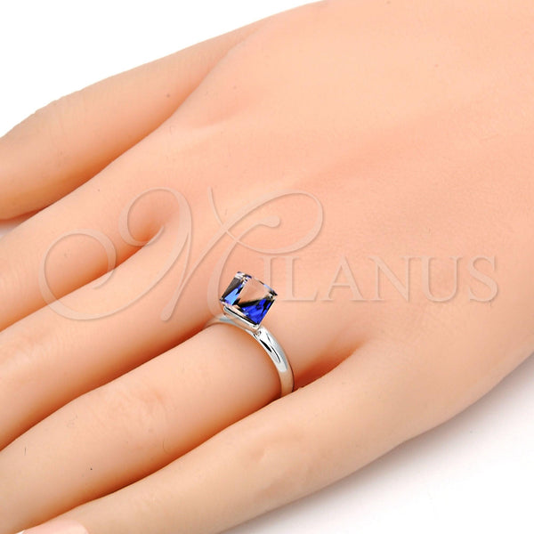 White Gold Filled Ring — Multi Stone Ring with Bermuda Blue Swarovski Crystals — alternate product view — SKU 107885 | Oro Laminado Blanco anillo — Multi Stone Ring with Bermuda Blue Swarovski Crystals — SKU 107885