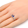 Rhodium Gold Filled Multi Stone Ring, with Bermuda Blue Swarovski Crystals, Polished, Rhodium Finish, 01.239.0003.2 (One size fits all)