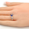 Rhodium Gold Filled Multi Stone Ring, with Bermuda Blue Swarovski Crystals, Polished, Rhodium Finish, 01.239.0003.2 (One size fits all)