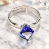 White Gold Filled Multi Stone Ring, with Bermuda Blue Swarovski Crystals, Polished, Rhodium Finish, 01.239.0003.2 (One size fits all)