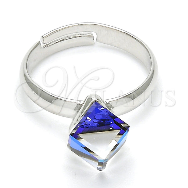 White Gold Filled Ring — Multi Stone Ring with Bermuda Blue Swarovski Crystals — main product view — SKU 107885 | Oro Laminado Blanco anillo — Multi Stone Ring with Bermuda Blue Swarovski Crystals — SKU 107885
