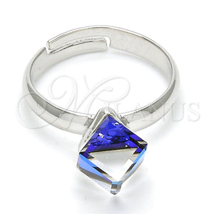 White Gold Filled Ring — Multi Stone Ring with Bermuda Blue Swarovski Crystals — main product view — SKU 107885 | Oro Laminado Blanco anillo — Multi Stone Ring with Bermuda Blue Swarovski Crystals — SKU 107885