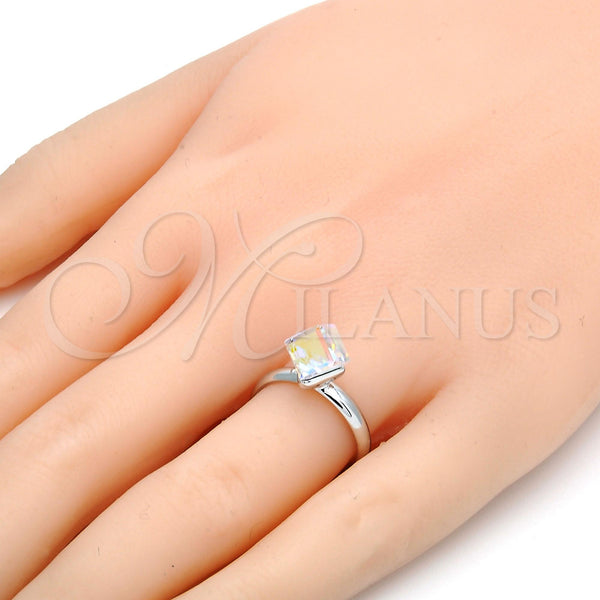 White Gold Filled Ring — Multi Stone Ring with Aurore Boreale Swarovski Crystals — alternate product view — SKU 107886 | Oro Laminado Blanco anillo — Multi Stone Ring with Aurore Boreale Swarovski Crystals — SKU 107886