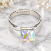 White Gold Filled Multi Stone Ring, with Aurore Boreale Swarovski Crystals, Polished, Rhodium Finish, 01.239.0003.3 (One size fits all)