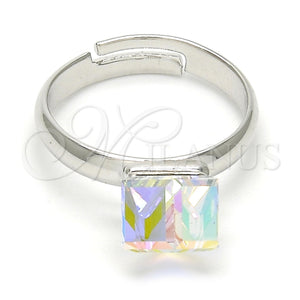 White Gold Filled Ring — Multi Stone Ring with Aurore Boreale Swarovski Crystals — main product view — SKU 107886 | Oro Laminado Blanco anillo — Multi Stone Ring with Aurore Boreale Swarovski Crystals — SKU 107886
