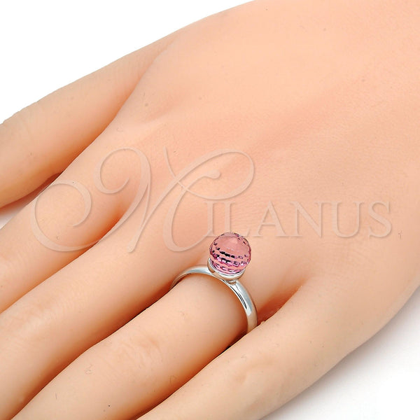 White Gold Filled Ring — Multi Stone Ring Ball Design with Light Rose — alternate product view — SKU 107890 | Oro Laminado Blanco anillo — Multi Stone Ring Ball diseño with Light Rose — SKU 107890