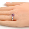 Rhodium Gold Filled Multi Stone Ring, Ball Design, with Light Rose Swarovski Crystals, Polished, Rhodium Finish, 01.239.0006 (One size fits all)