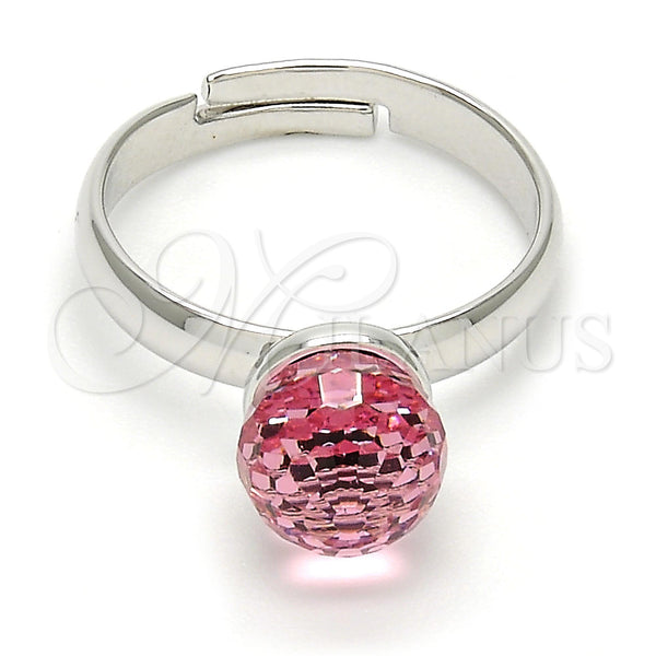 White Gold Filled Ring — Multi Stone Ring Ball Design with Light Rose — main product view — SKU 107890 | Oro Laminado Blanco anillo — Multi Stone Ring Ball diseño with Light Rose — SKU 107890