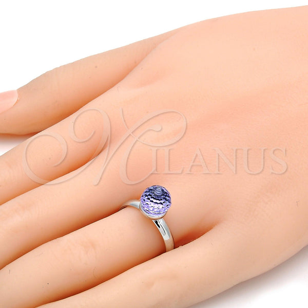 White Gold Filled Ring — Multi Stone Ring Ball Design with Tanzanite Swarovski — alternate product view — SKU 107891 | Oro Laminado Blanco anillo — Multi Stone Ring Ball diseño with Tanzanite Swarovski — SKU 107891