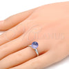 Rhodium Gold Filled Multi Stone Ring, Ball Design, with Tanzanite Swarovski Crystals, Polished, Rhodium Finish, 01.239.0006.1 (One size fits all)