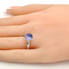 Rhodium Gold Filled Multi Stone Ring, Ball Design, with Tanzanite Swarovski Crystals, Polished, Rhodium Finish, 01.239.0006.1 (One size fits all)