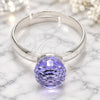 White Gold Filled Multi Stone Ring, Ball Design, with Tanzanite Swarovski Crystals, Polished, Rhodium Finish, 01.239.0006.1 (One size fits all)