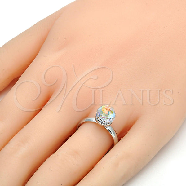 White Gold Filled Ring — Multi Stone Ring Ball Design with Vitrail Light — alternate product view — SKU 107892 | Oro Laminado Blanco anillo — Multi Stone Ring Ball diseño with Vitrail Light — SKU 107892