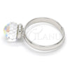 Rhodium Gold Filled Multi Stone Ring, Ball Design, with Vitrail Light Swarovski Crystals, Polished, Rhodium Finish, 01.239.0006.2 (One size fits all)