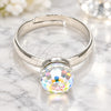 White Gold Filled Multi Stone Ring, Ball Design, with Vitrail Light Swarovski Crystals, Polished, Rhodium Finish, 01.239.0006.2 (One size fits all)