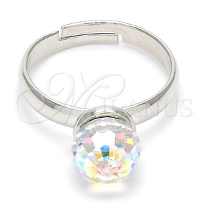 White Gold Filled Ring — Multi Stone Ring Ball Design with Vitrail Light — main product view — SKU 107892 | Oro Laminado Blanco anillo — Multi Stone Ring Ball diseño with Vitrail Light — SKU 107892