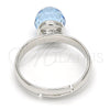Rhodium Gold Filled Multi Stone Ring, Ball Design, with Aquamarine Swarovski Crystals, Polished, Rhodium Finish, 01.239.0006.3 (One size fits all)