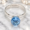 White Gold Filled Multi Stone Ring, Ball Design, with Aquamarine Swarovski Crystals, Polished, Rhodium Finish, 01.239.0006.3 (One size fits all)