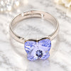 White Gold Filled Multi Stone Ring, Butterfly Design, with Provence Lavander Swarovski Crystals, Polished, Rhodium Finish, 01.239.0007 (One size fits all)