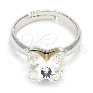White Gold Filled Ring — Multi Stone Ring Butterfly Design with Crystal Swarovski — main product view — SKU 107895 | Oro Laminado Blanco anillo — Multi Stone Ring Butterfly diseño with cristal Swarovski — SKU 107895