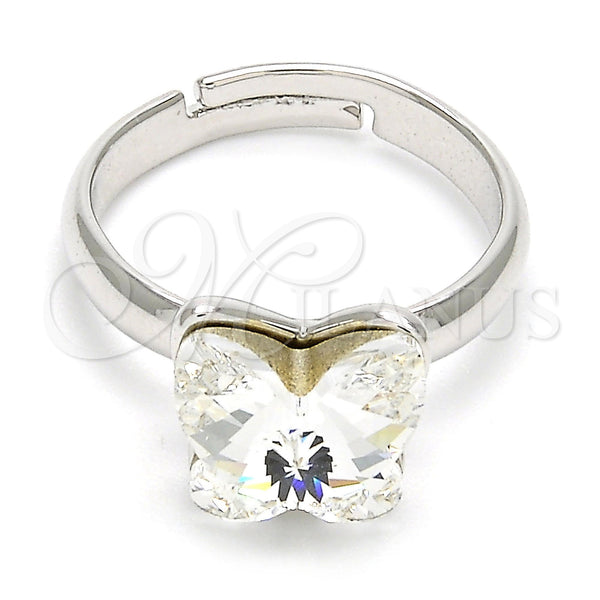 White Gold Filled Ring — Multi Stone Ring Butterfly Design with Crystal Swarovski — main product view — SKU 107895 | Oro Laminado Blanco anillo — Multi Stone Ring Butterfly diseño with cristal Swarovski — SKU 107895