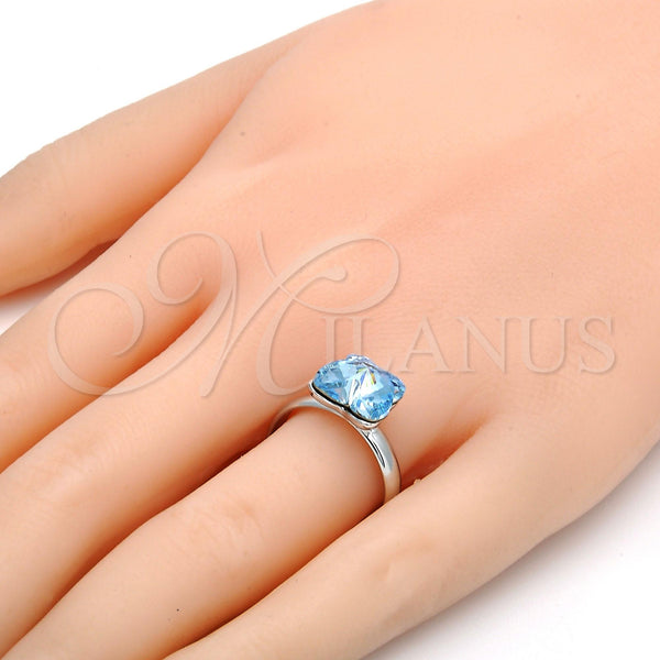 White Gold Filled Ring — Multi Stone Ring Butterfly Design with Aquamarine Swarovski — alternate product view — SKU 107897 | Oro Laminado Blanco anillo — Multi Stone Ring Butterfly diseño with Aquamarine Swarovski — SKU 107897