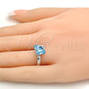 Rhodium Gold Filled Multi Stone Ring, Butterfly Design, with Aquamarine Swarovski Crystals, Polished, Rhodium Finish, 01.239.0007.3 (One size fits all)