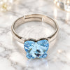 White Gold Filled Multi Stone Ring, Butterfly Design, with Aquamarine Swarovski Crystals, Polished, Rhodium Finish, 01.239.0007.3 (One size fits all)