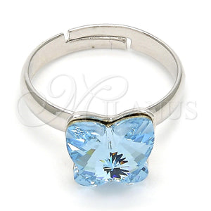 White Gold Filled Ring — Multi Stone Ring Butterfly Design with Aquamarine Swarovski — main product view — SKU 107897 | Oro Laminado Blanco anillo — Multi Stone Ring Butterfly diseño with Aquamarine Swarovski — SKU 107897