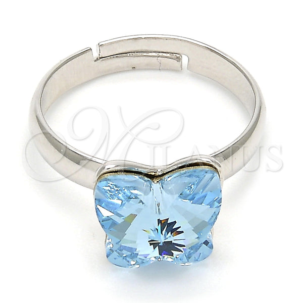 White Gold Filled Ring — Multi Stone Ring Butterfly Design with Aquamarine Swarovski — main product view — SKU 107897 | Oro Laminado Blanco anillo — Multi Stone Ring Butterfly diseño with Aquamarine Swarovski — SKU 107897