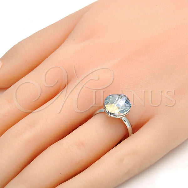 White Gold Filled Ring — Multi Stone Ring with Blue Shade Swarovski Crystals — alternate product view — SKU 107899 | Oro Laminado Blanco anillo — Multi Stone Ring with Blue Shade Swarovski Crystals — SKU 107899