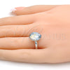 Rhodium Gold Filled Multi Stone Ring, with Blue Shade Swarovski Crystals, Polished, Rhodium Finish, 01.239.0008.1 (One size fits all)