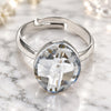 White Gold Filled Multi Stone Ring, with Blue Shade Swarovski Crystals, Polished, Rhodium Finish, 01.239.0008.1 (One size fits all)